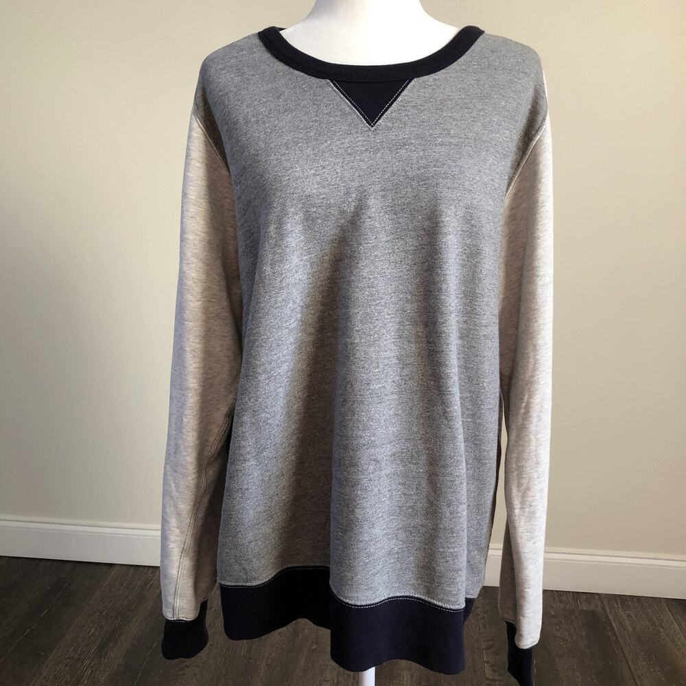 J. Crew Vintage Fleece Women’s Cotton Gray LS Sweater Sz XL